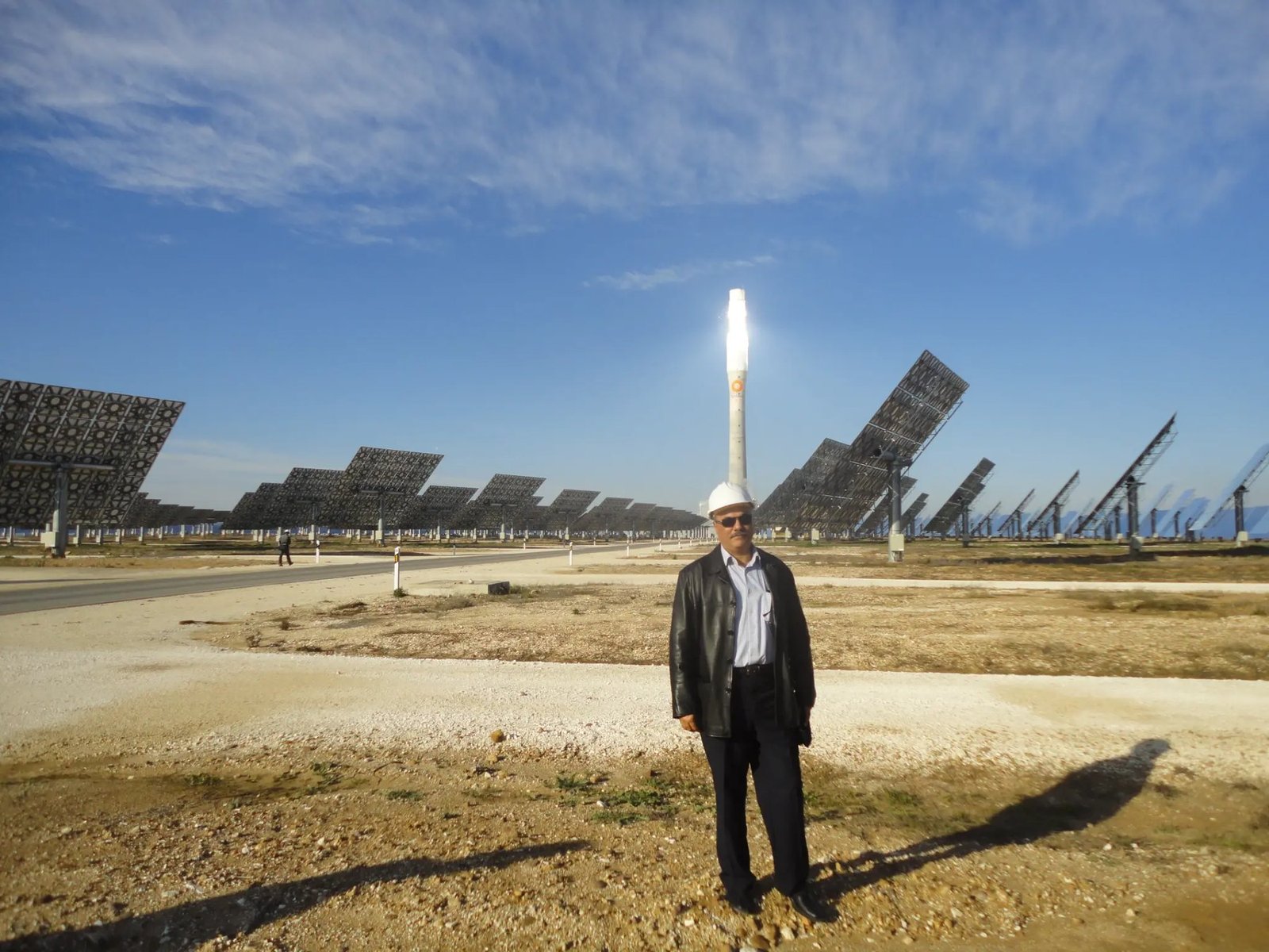 Adel Gastli at a concentrated solar power facility in Seville, Spain